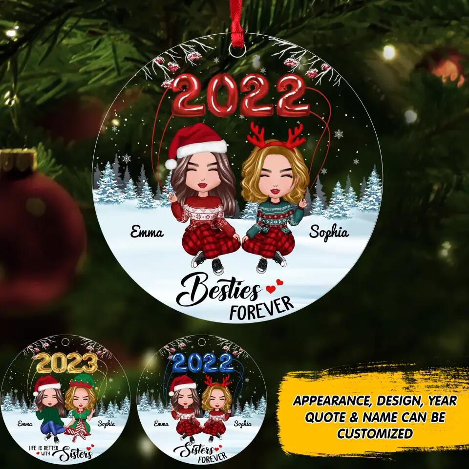 Personalized Besties Forever Soul Sisters Besties Gifts  2022-2023 Christmas Acrylic/Plastic Ornament Printed TNDT3011