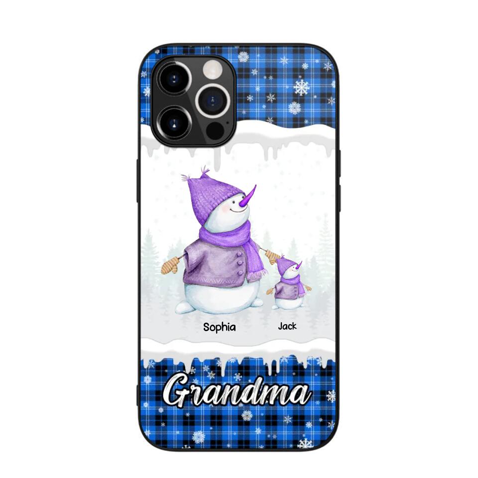 Personalized Snowman Grandma & Kid Name Christmas Phonecase 3D Printed 22DEC-HQ06