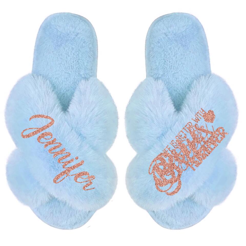 Personalized Besties Forever Soul Sisters Besties Gifts Fur Slippers Printed PNDT0612