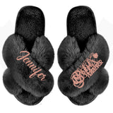 Personalized Besties Forever Soul Sisters Besties Gifts Fur Slippers Printed PNDT0612