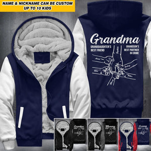 Personalized Grandma Granddaughter's Best Friend Grandson's Best Partner In Crime Printed Fleece Hoodie 22DEC-HQ06