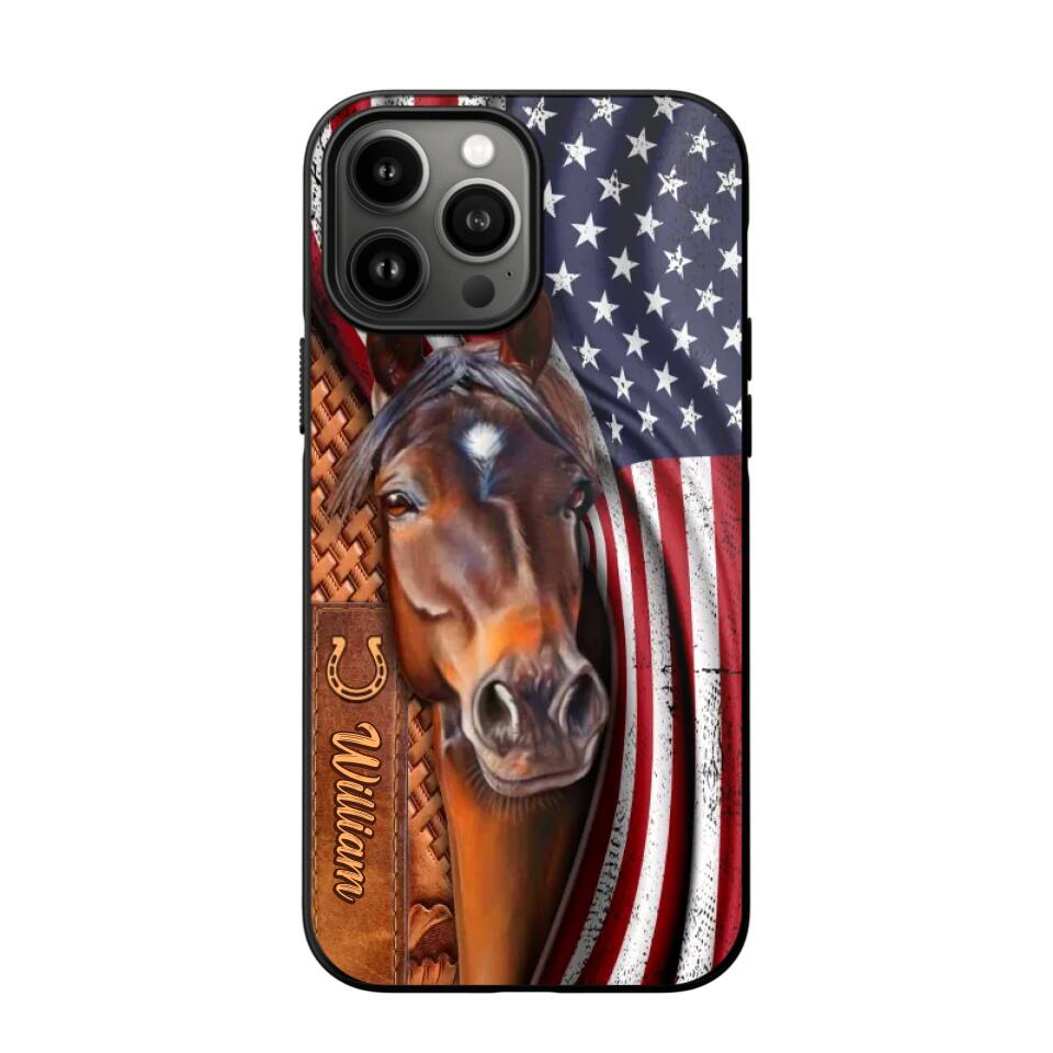 Personalized Horse Lovers Us Flag Phonecase 3D Printed 22DEC-HQ07