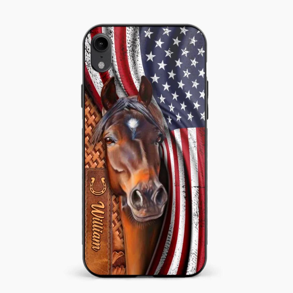 Personalized Horse Lovers Us Flag Phonecase 3D Printed 22DEC-HQ07