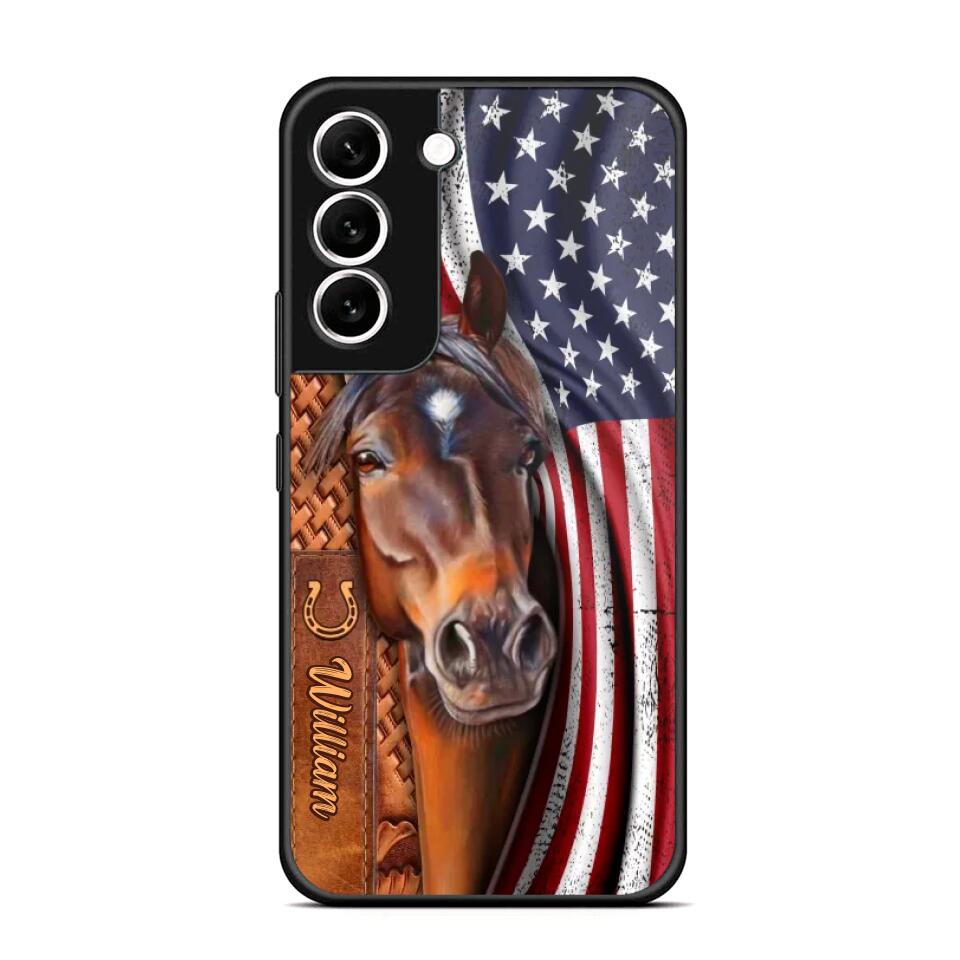 Personalized Horse Lovers Us Flag Phonecase 3D Printed 22DEC-HQ07