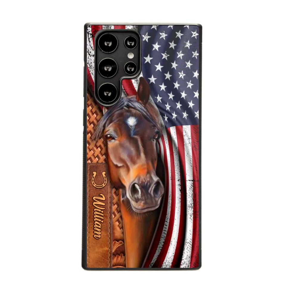 Personalized Horse Lovers Us Flag Phonecase 3D Printed 22DEC-HQ07