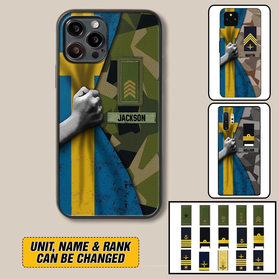 Personalized Sweden Solider/Veteran Rank Camo Phonecase 3D Printed 22DEC-HY07