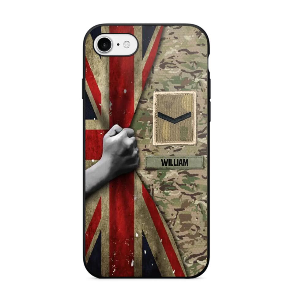 Personalized UK Solider/Veteran Rank Camo Phonecase 3D Printed 22DEC-HY07