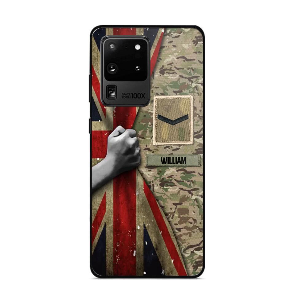 Personalized UK Solider/Veteran Rank Camo Phonecase 3D Printed 22DEC-HY07