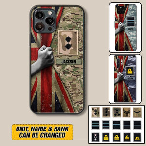 Personalized UK Solider/Veteran Rank Camo Phonecase 3D Printed 22DEC-HY07