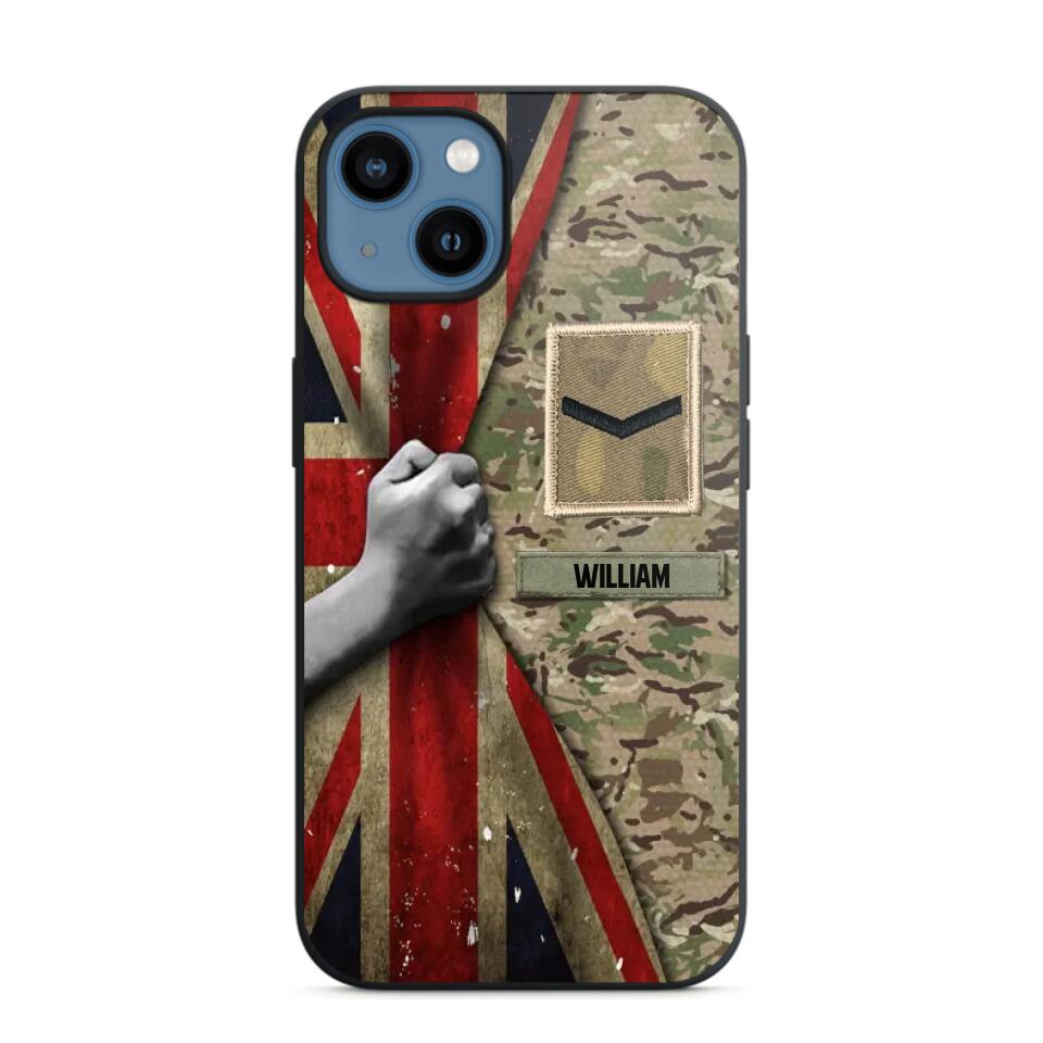 Personalized UK Solider/Veteran Rank Camo Phonecase 3D Printed 22DEC-HY07