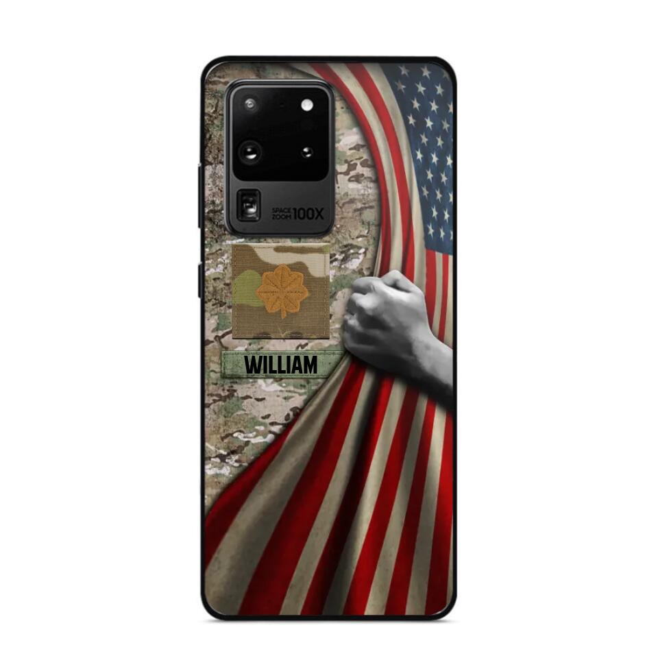 Personalized US Solider/Veteran Rank Camo Flag Phonecase 3D Printed 22DEC-DT08