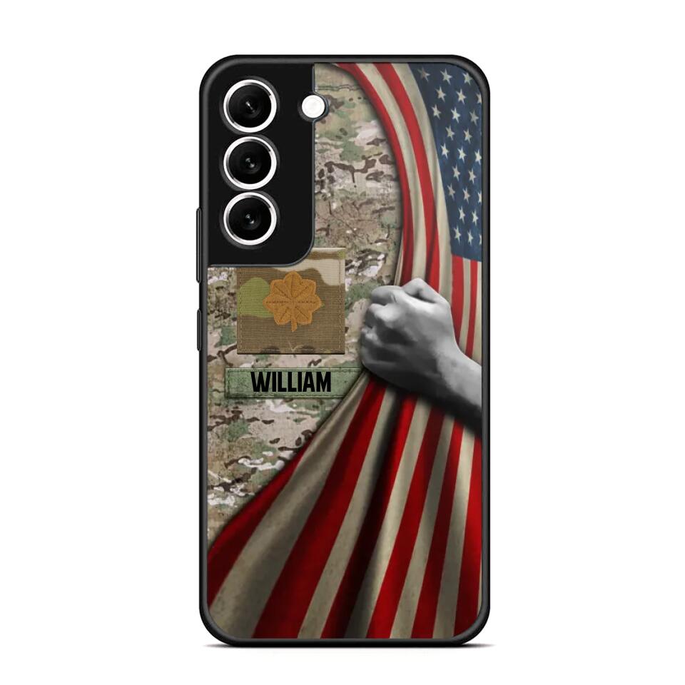 Personalized US Solider/Veteran Rank Camo Flag Phonecase 3D Printed 22DEC-DT08