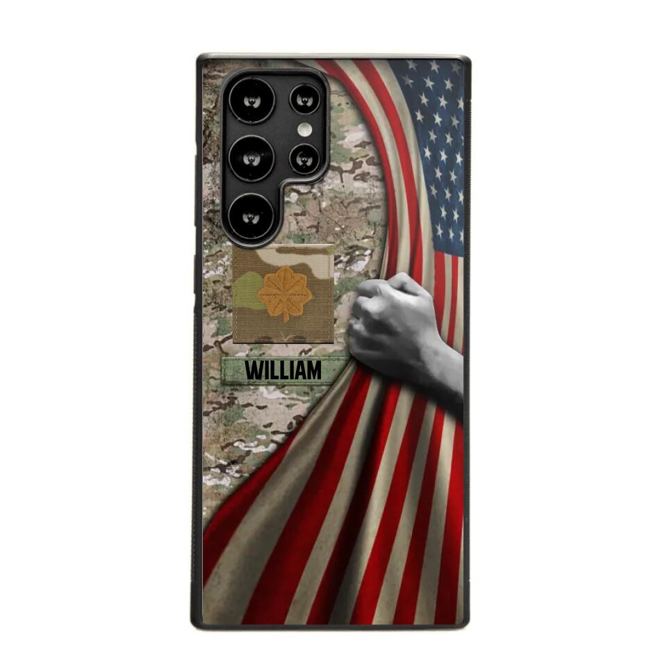 Personalized US Solider/Veteran Rank Camo Flag Phonecase 3D Printed 22DEC-DT08