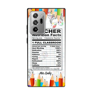 Personalized Teacher Nutrition Facts Phonecase Printed 22DEC-DT19