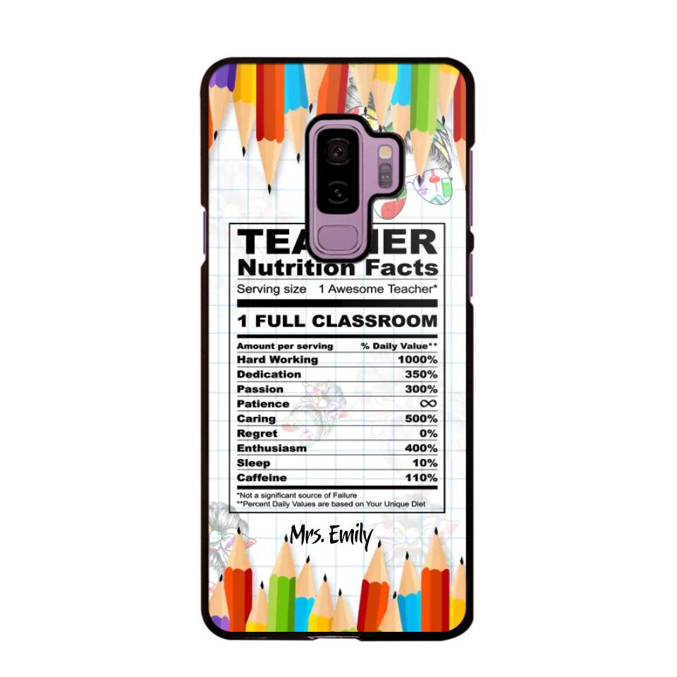 Personalized Teacher Nutrition Facts Phonecase Printed 22DEC-DT19