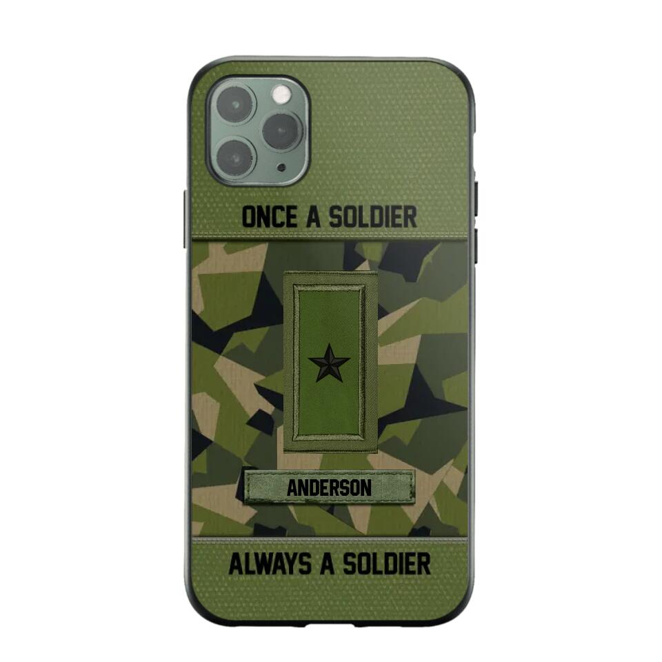 Personalized Once A Soldier Always A Soldier Sweden Soldier/ Veteran Rank Camo Phonecase 3D Printed 22DEC-DT14