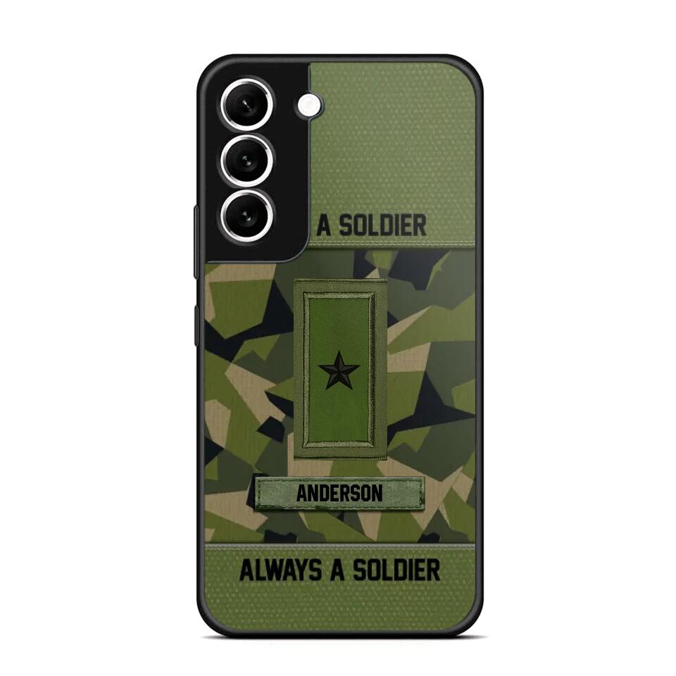 Personalized Once A Soldier Always A Soldier Sweden Soldier/ Veteran Rank Camo Phonecase 3D Printed 22DEC-DT14