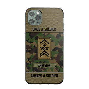 Personalized Once A Soldier Always A Soldier Swiss Soldier/ Veteran Rank Camo Phonecase 3D Printed 22DEC-DT14