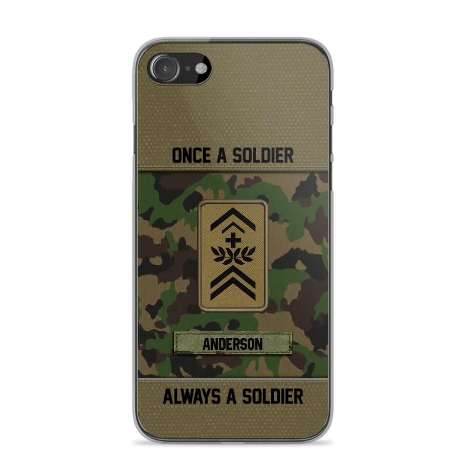 Personalized Once A Soldier Always A Soldier Swiss Soldier/ Veteran Rank Camo Phonecase 3D Printed 22DEC-DT14