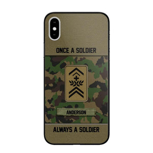 Personalized Once A Soldier Always A Soldier Swiss Soldier/ Veteran Rank Camo Phonecase 3D Printed 22DEC-DT14