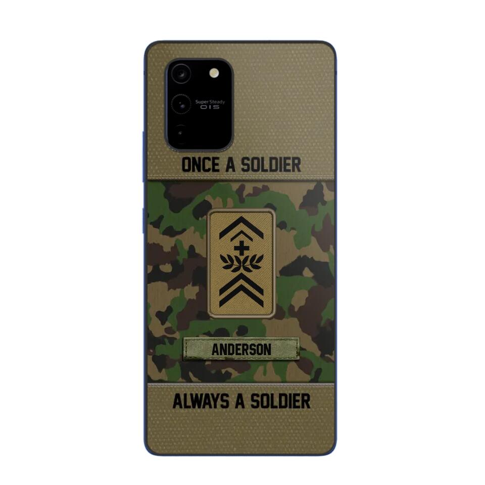 Personalized Once A Soldier Always A Soldier Swiss Soldier/ Veteran Rank Camo Phonecase 3D Printed 22DEC-DT14