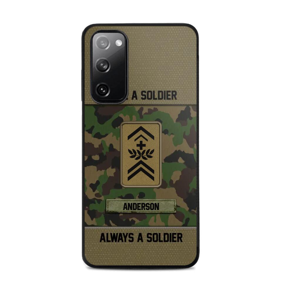 Personalized Once A Soldier Always A Soldier Swiss Soldier/ Veteran Rank Camo Phonecase 3D Printed 22DEC-DT14