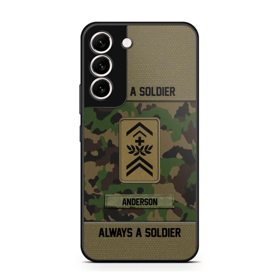 Personalized Once A Soldier Always A Soldier Swiss Soldier/ Veteran Rank Camo Phonecase 3D Printed 22DEC-DT14