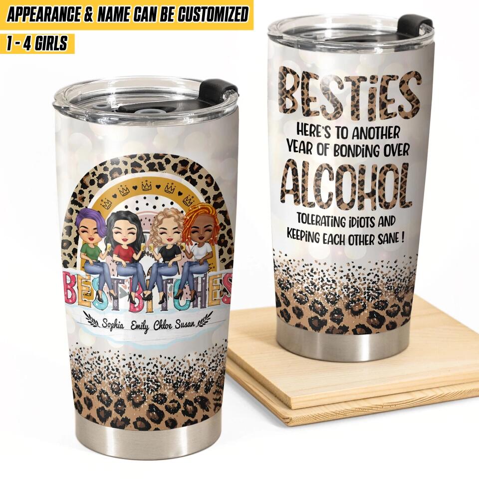 Personalized Besties Alcohol Besties Gift Leopard Tumbler Printed PNHQ2412