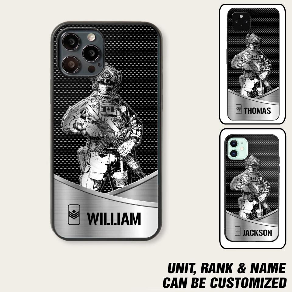 Personalized Canadian Soldier/ Veteran Rank Camo Phonecase 3D Printed 23JAN-DT10