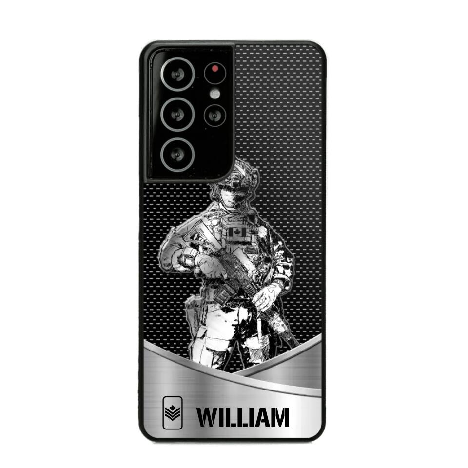 Personalized Canadian Soldier/ Veteran Rank Camo Phonecase 3D Printed 23JAN-DT10