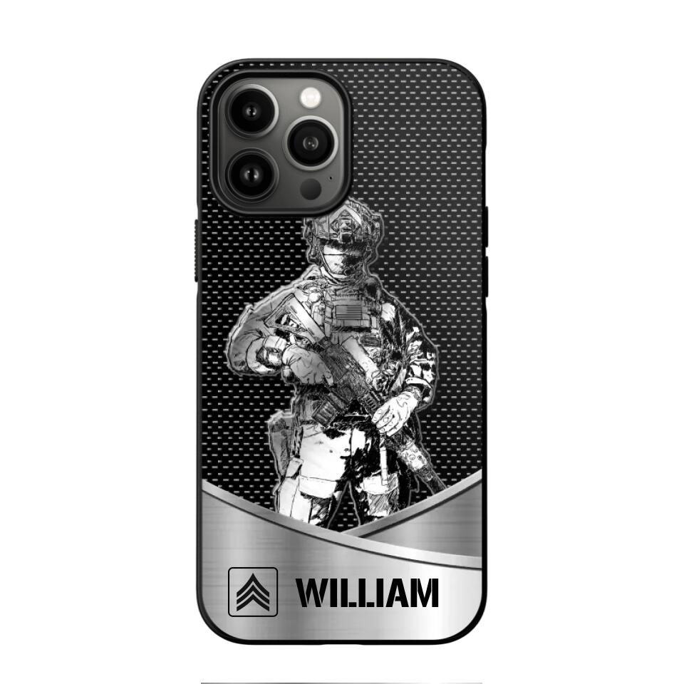 Personalized US Soldier/ Veteran Rank Camo Phonecase 3D Printed 23JAN-DT10