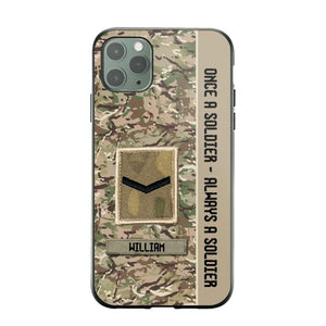 Personalized UK Soldier/ Veteran Once A Soldier Always A Soldier Phonecase 3D Printed QTDT1101