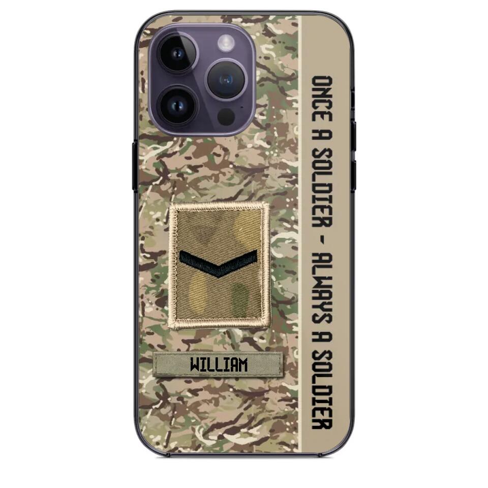 Personalized UK Soldier/ Veteran Once A Soldier Always A Soldier Phonecase 3D Printed QTDT1101