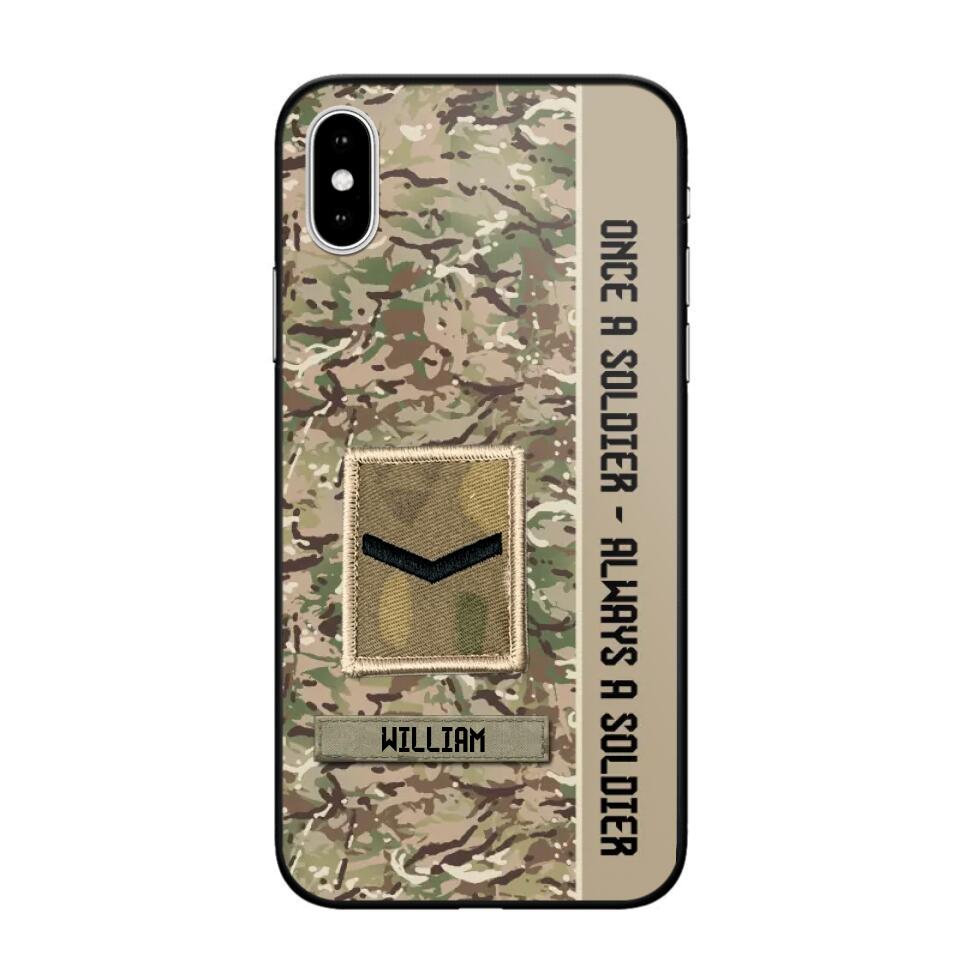 Personalized UK Soldier/ Veteran Once A Soldier Always A Soldier Phonecase 3D Printed QTDT1101