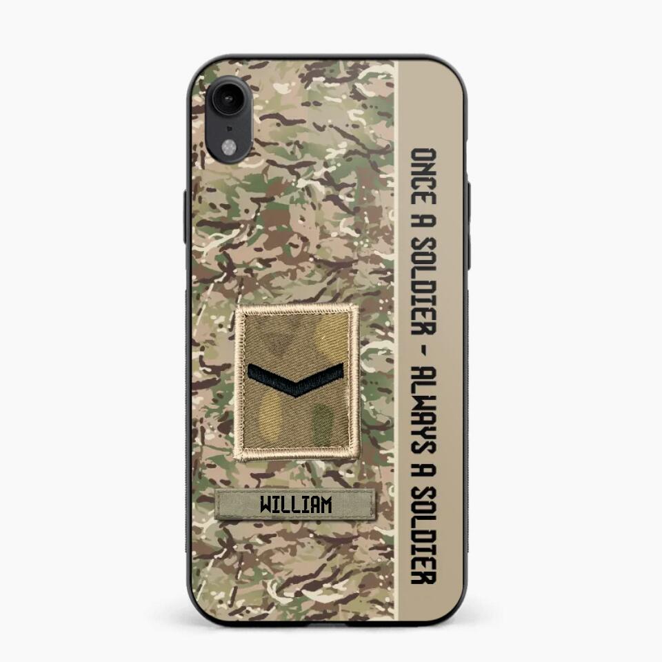 Personalized UK Soldier/ Veteran Once A Soldier Always A Soldier Phonecase 3D Printed QTDT1101