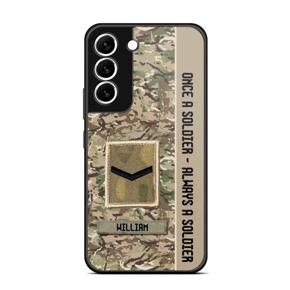 Personalized UK Soldier/ Veteran Once A Soldier Always A Soldier Phonecase 3D Printed QTDT1101