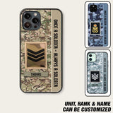 Personalized UK Soldier/ Veteran Once A Soldier Always A Soldier Phonecase 3D Printed QTDT1101