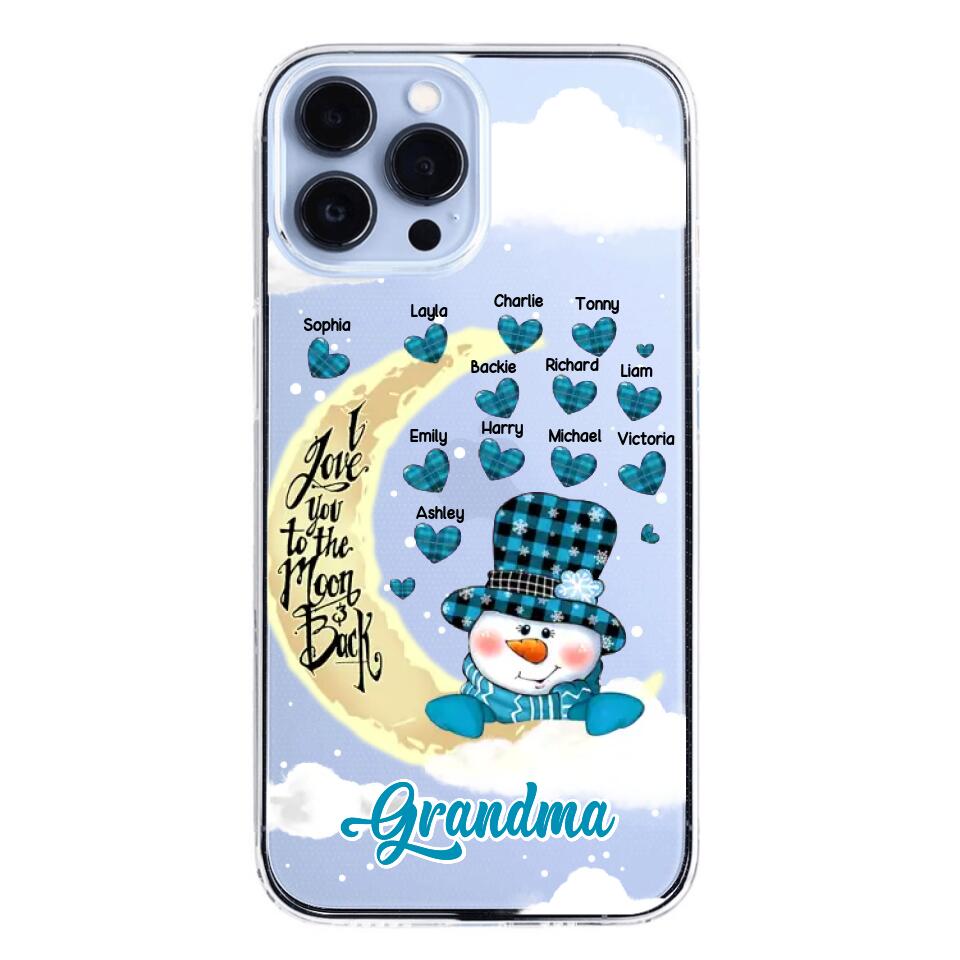 Personalized Grandma Snowman I Love You To The Moon And Back kid Name Heart Phonecase 3D Printed 23JAN-DT13