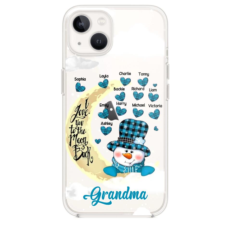 Personalized Grandma Snowman I Love You To The Moon And Back kid Name Heart Phonecase 3D Printed 23JAN-DT13