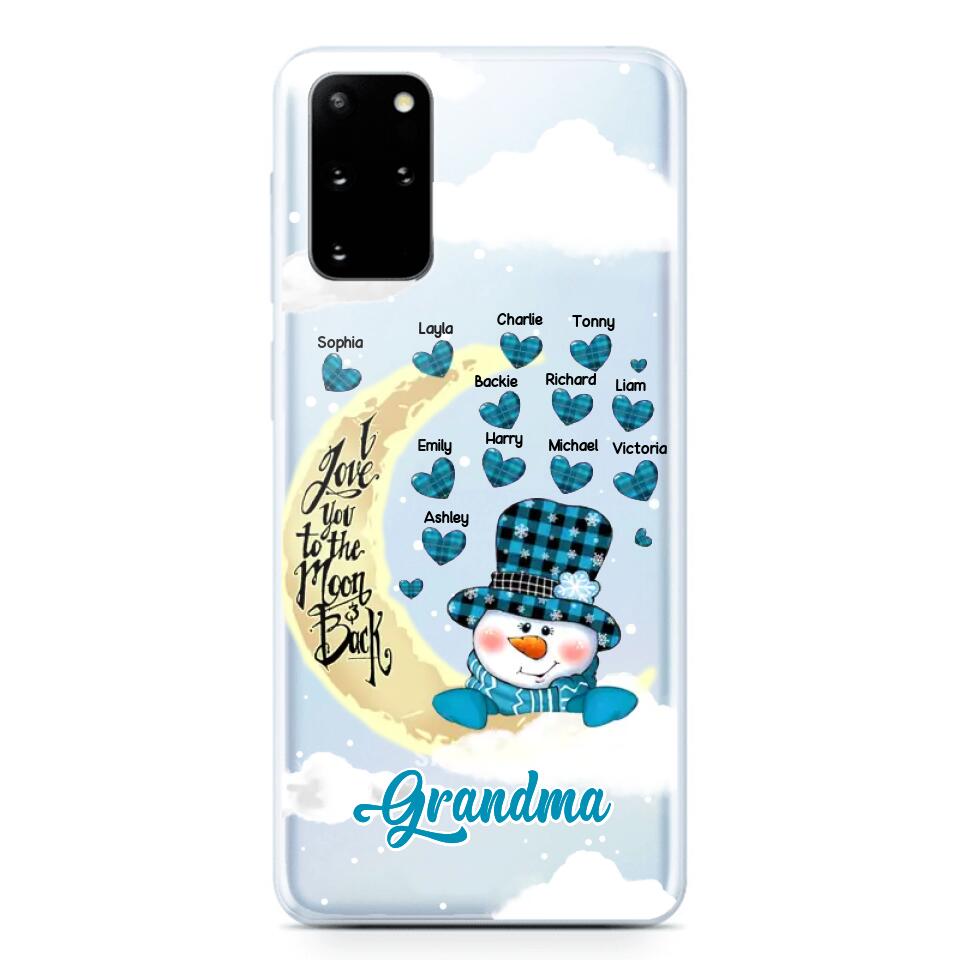 Personalized Grandma Snowman I Love You To The Moon And Back kid Name Heart Phonecase 3D Printed 23JAN-DT13