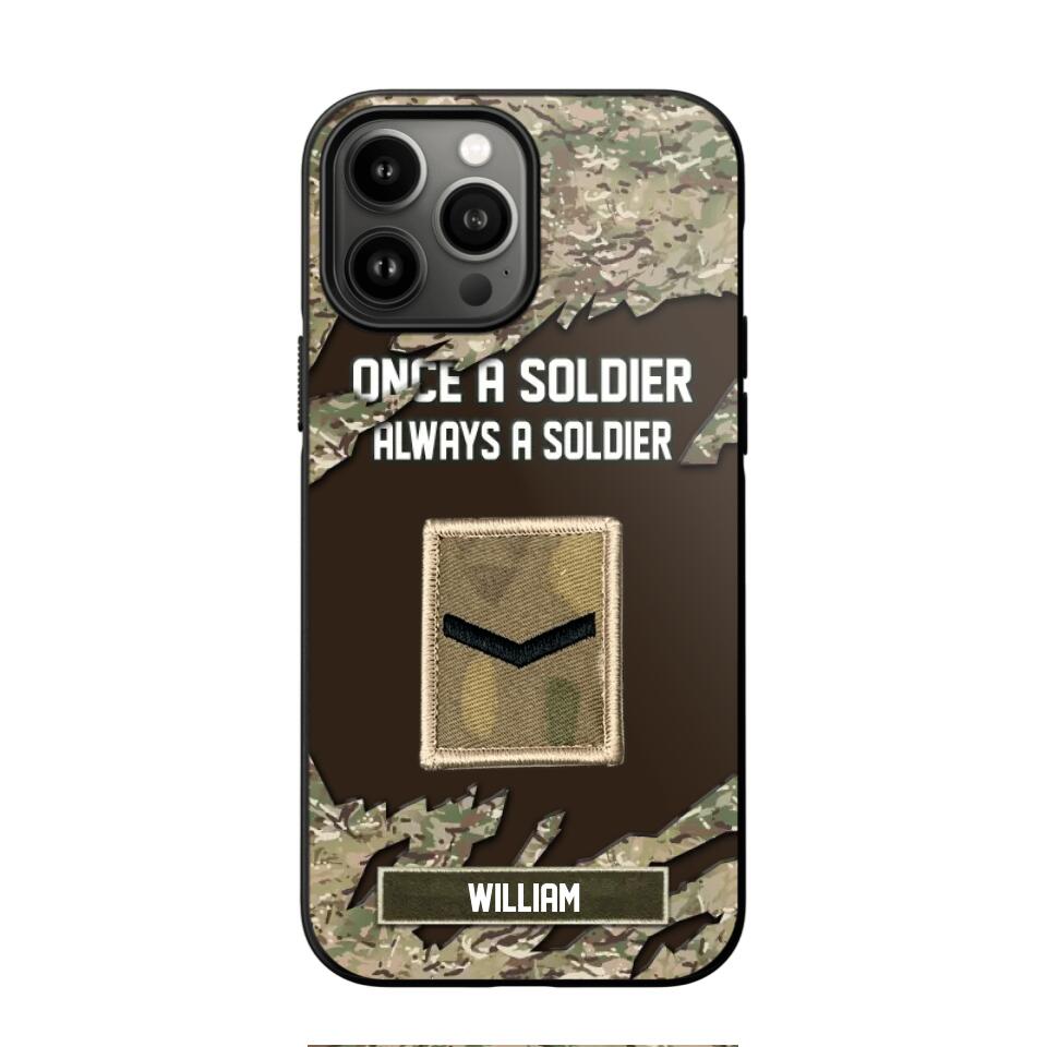 Personalized UK Soldier/ Veteran Once A Soldier Always A Soldier Phonecase 3D Printed QTHQ1701