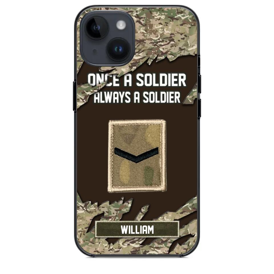 Personalized UK Soldier/ Veteran Once A Soldier Always A Soldier Phonecase 3D Printed QTHQ1701