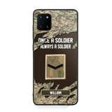 Personalized UK Soldier/ Veteran Once A Soldier Always A Soldier Phonecase 3D Printed QTHQ1701