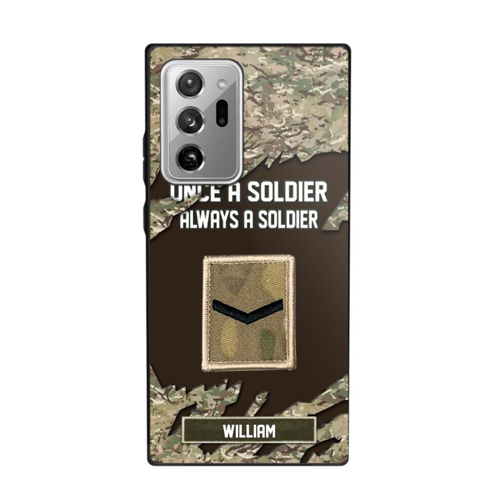 Personalized UK Soldier/ Veteran Once A Soldier Always A Soldier Phonecase 3D Printed QTHQ1701