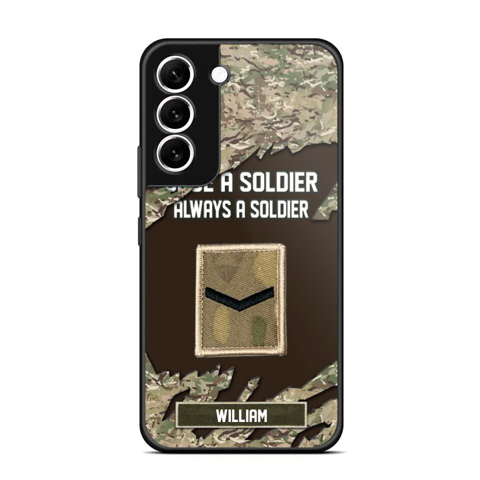 Personalized UK Soldier/ Veteran Once A Soldier Always A Soldier Phonecase 3D Printed QTHQ1701