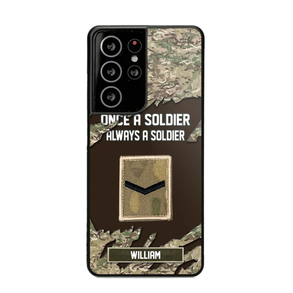 Personalized UK Soldier/ Veteran Once A Soldier Always A Soldier Phonecase 3D Printed QTHQ1701