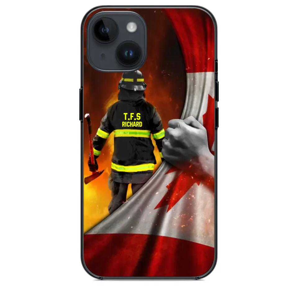 Personalized Canadian Firefighter Uniform Flag Phonecase Printed 23FEB-DT01