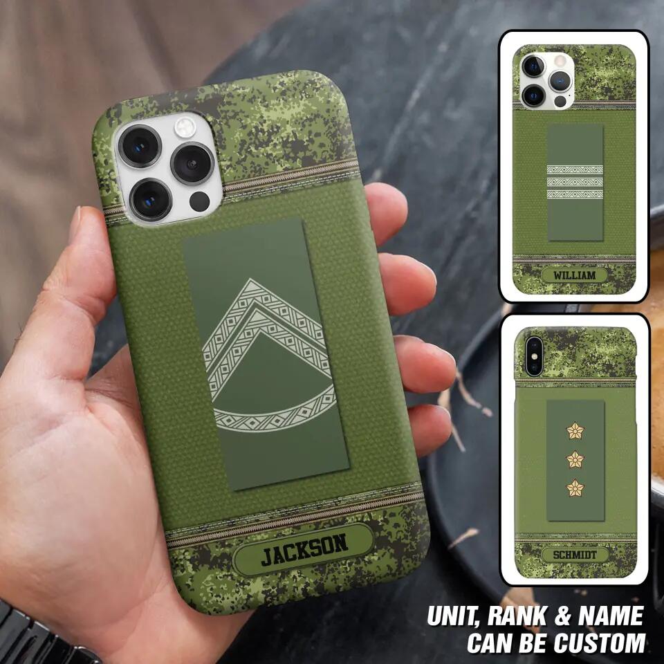 Personalized Danish Soldier/ Veteran Rank Camo Phonecase Printed 23FEB-DT03