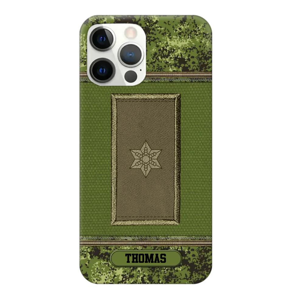 Personalized Danish Soldier/ Veteran Rank Camo Phonecase Printed 23FEB-DT03