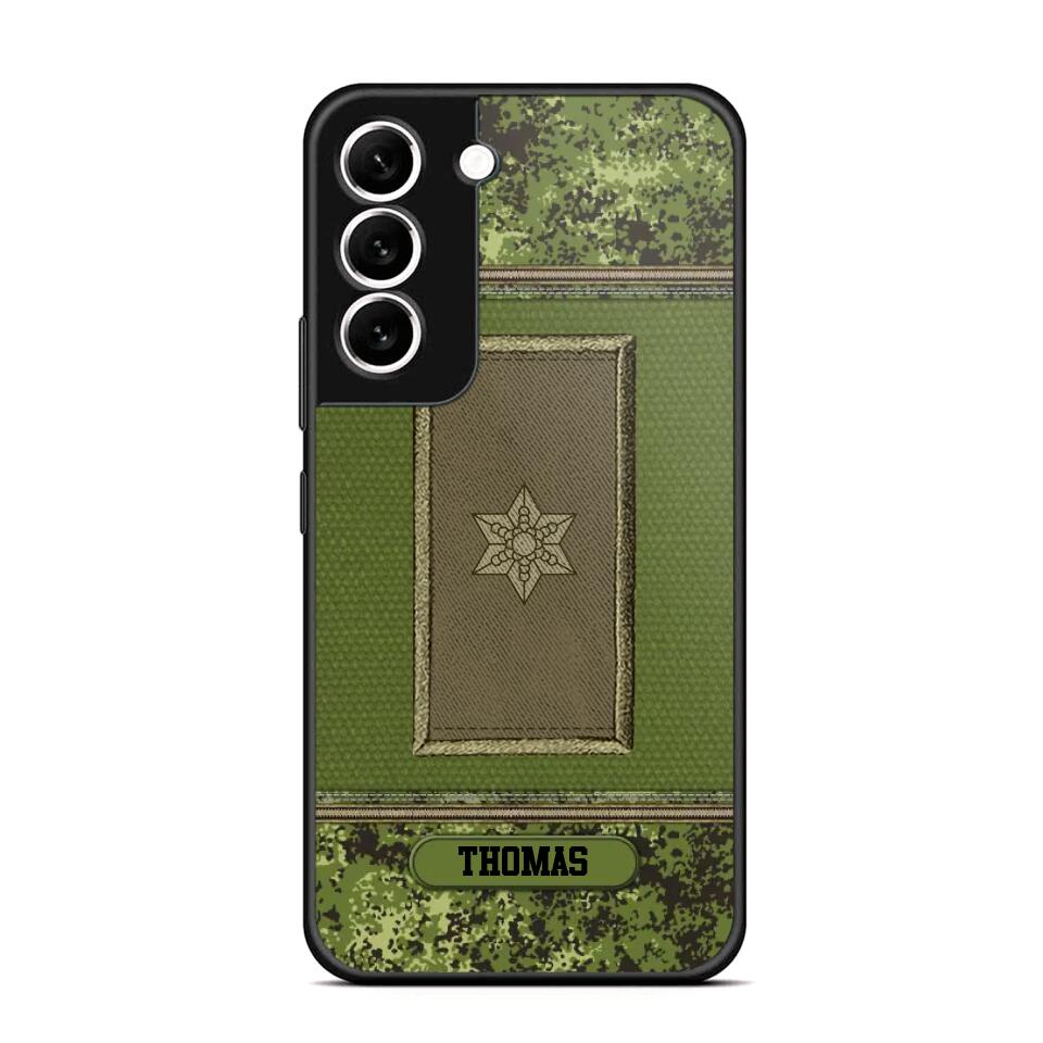 Personalized Danish Soldier/ Veteran Rank Camo Phonecase Printed 23FEB-DT03